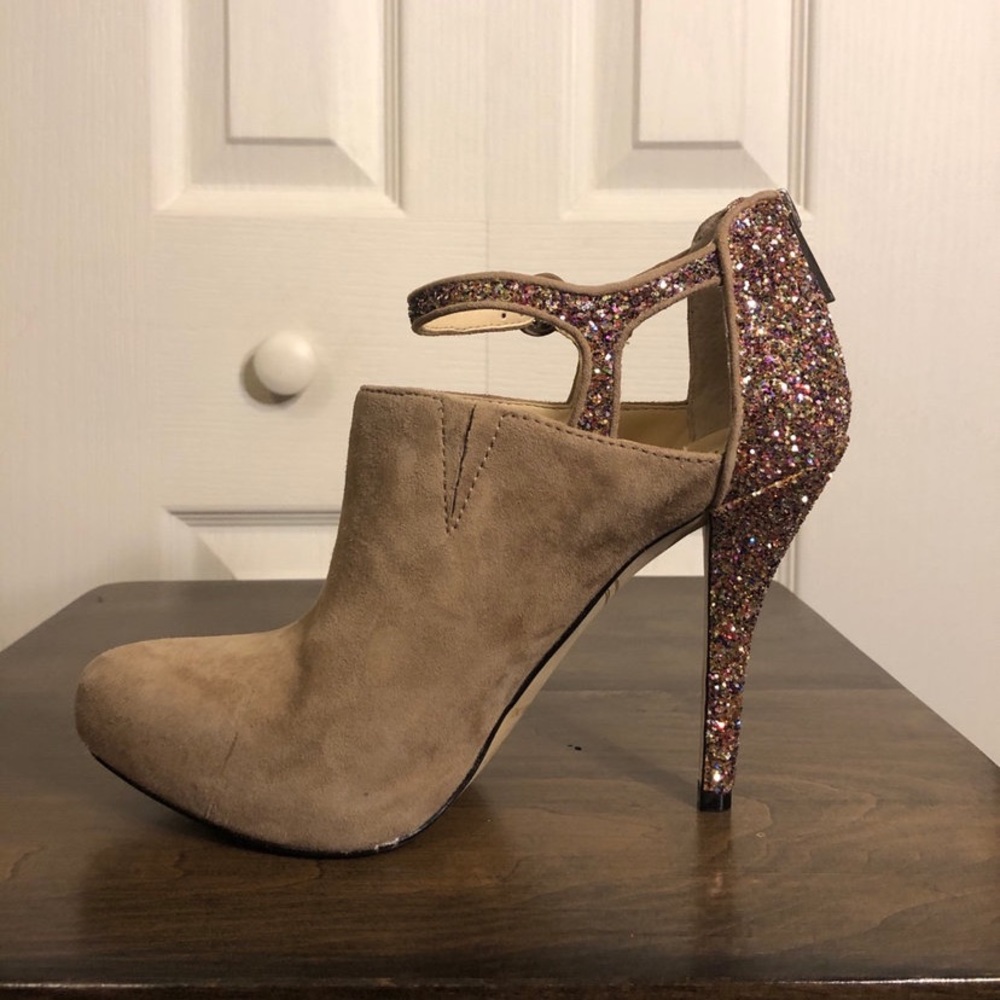 Enzo Angiolini Suede and Sparkle Heels